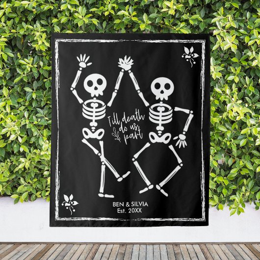 Dansende skelet huwelijksachtergrond aangepaste op wandkleed