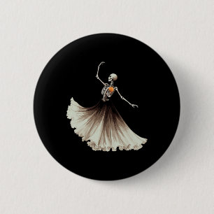 Dansende Skelet Llerina Llet Dans Halloween Vrouwe Ronde Button 5,7 Cm