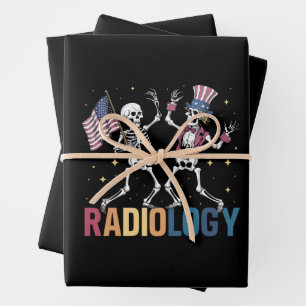 Dansende Skelet Radiologie Röntgentechniek Patriot Inpakpapier Vel