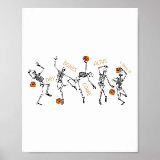 Dansende Skeleton Bible Verse Droge Botten komen t Poster (Voorkant)