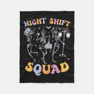 Dansende Skeleton Nurse Night Squad Shift Hallowee Fleece Deken
