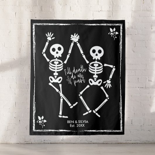 Dansende Skeleton Weddenschap Aangepaste datum voo Wandkleed