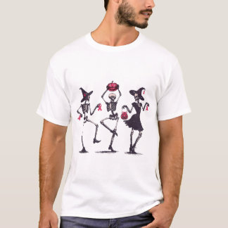 Dansende Skeleton Witch Pink Ribbon Borstkanker T-shirt