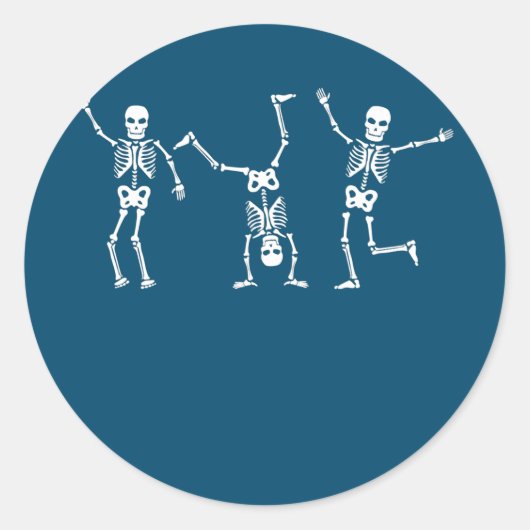 Dansende skeletten Dance Challenge Halloween Scary Ronde Sticker (Voorkant)