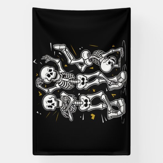 Dansende skeletten Dance Challenge Halloween Spandoek (Verticaal)