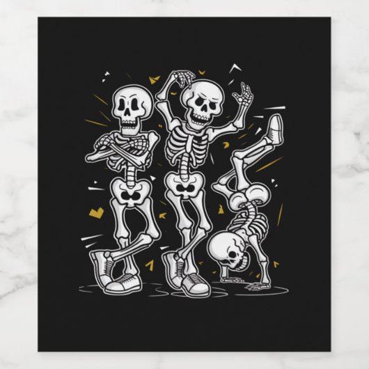 Dansende skeletten Dance Challenge Halloween Wijn Etiket (Enkel label)
