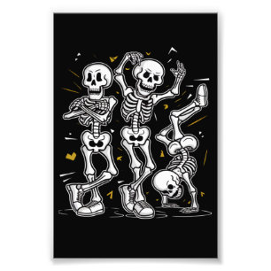 Dansende Skeletten Dans Uitdaging Halloween  Foto Afdruk