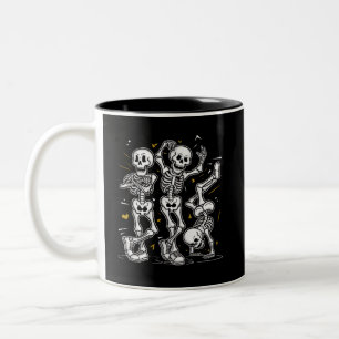Dansende Skeletten Dans Uitdaging Halloween  Tweekleurige Koffiemok
