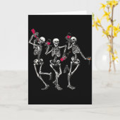 Dansende skeletten drinken wijn liefhebber grappig kaart (Gele Bloem)