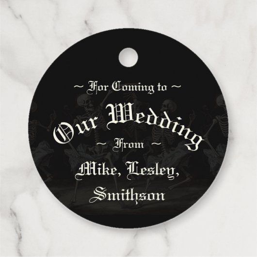 Dansende skeletten Gotische bruiloft Bedankjes Labels (Achterkant)