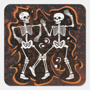 Dansende skeletten Grappig Halloween Feest Vierkante Sticker