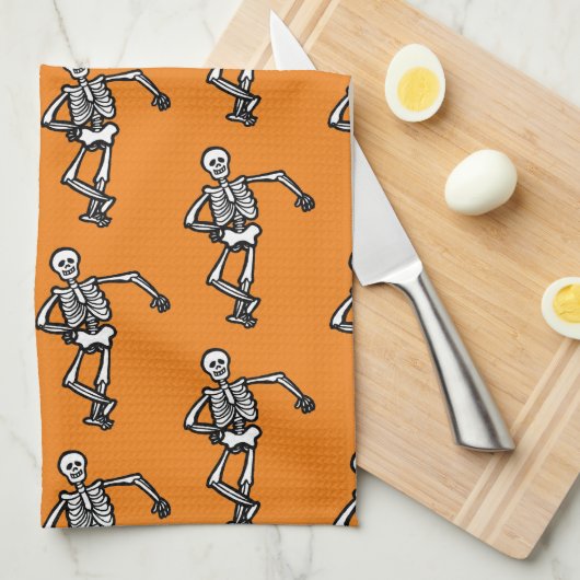 Dansende Skeletten Halloween Kitchen Towel Theedoek (Quarter Fold)