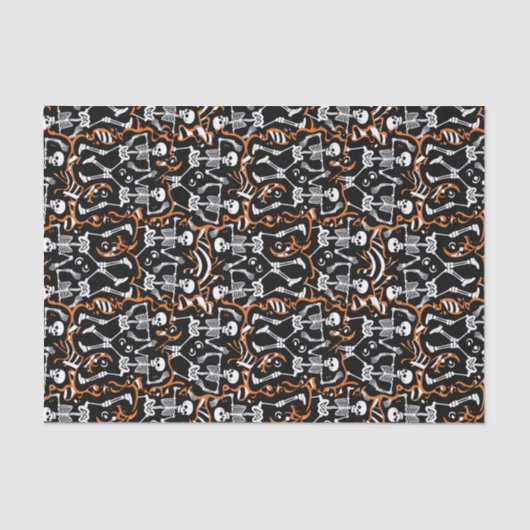 Dansende skeletten Halloween of Dag van de Doden Tissuepapier (Voorkant)