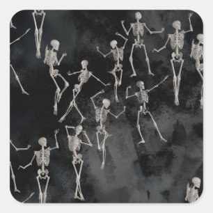 Dansende Skeletten Halloween Vierkante Sticker