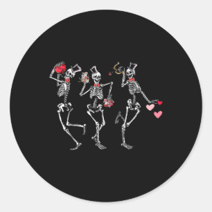 Dansende Skeletten Hart Valentijnsdag Mannen Vrouw Ronde Sticker