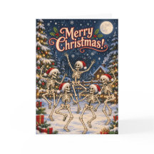 Dansende Skeletten Kerstkaart | Prettig Kerstfeest