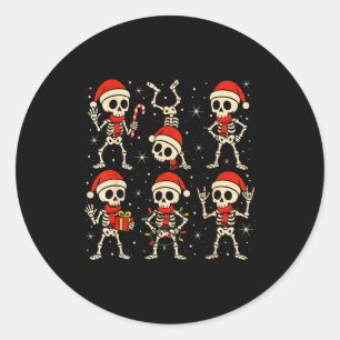 Dansende skeletten Kerstman Hoed Kerst skelet Rock Ronde Sticker