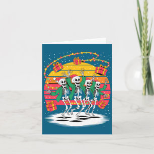 Dansende skeletten met kerstmannenhoeden kerstverl kaart
