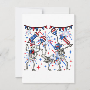 Dansende skeletten op 4 juli briefkaart
