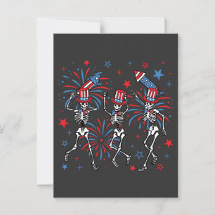 Dansende skeletten op 4 juli briefkaart