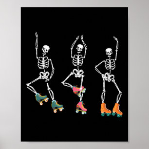 Dansende Skeletten Roller Schaats Roller Skater Ro Poster