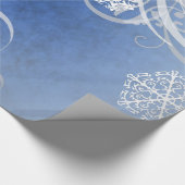 Dansende Snowflakes Blue Holiday Cadeaupapier (Hoek)