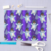 Dansende Snowmen op Blauwe Kerstmis Tissuepapier (Craft)