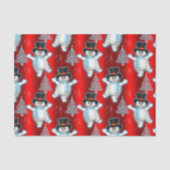 Dansende Snowmen op Rode Kerstmis Tissuepapier (Voorkant)