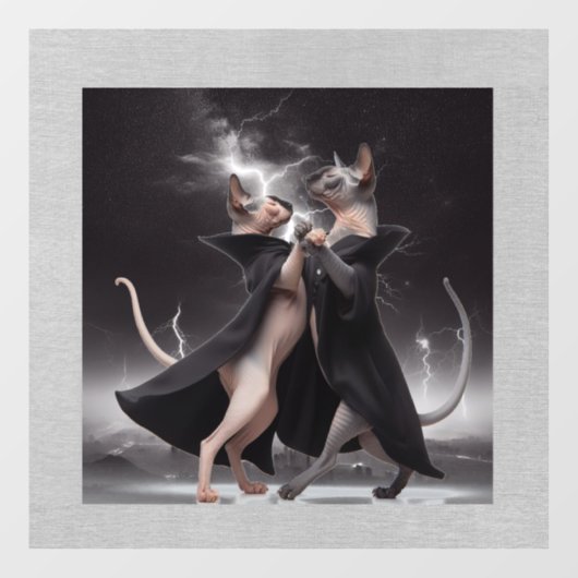 Dansende Sphynx Katten Venster Cling Raamsticker (Vel)