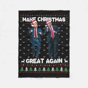 Dansende Trump Kerstman En Dj Vance Maken Kerstmis Fleece Deken