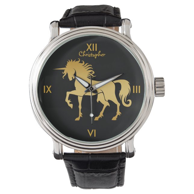 Dansende Unicorn Silhouette Watch Horloge (Voorkant)