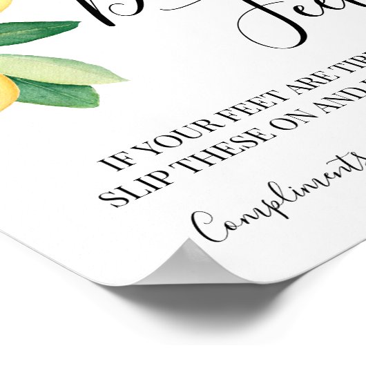 Dansende voeten bord Flip Flops Trouw citroenen po Poster (Hoek)