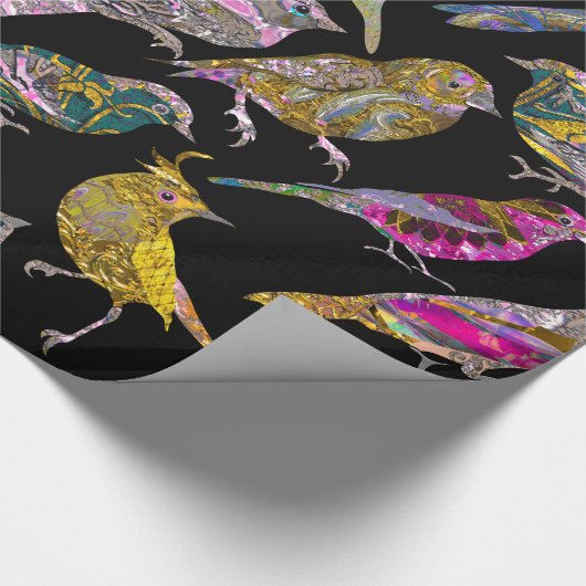 Dansende vogels bij knight Pattern Glossy Cadeaupapier (Hoek)