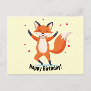 Dansende Vos Happy Verjaardag Aangepaste Tekst Briefkaart