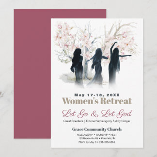 Dansende vrouwen Waterverf Trees Church Retreat Kaart