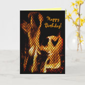 Dansende Vuurverjaardag Kaart (Gele Bloem)