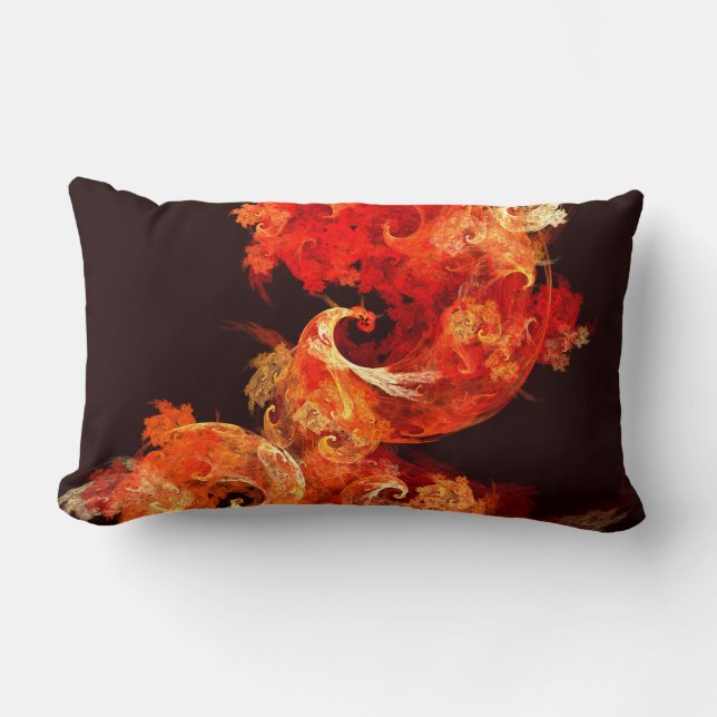Dansende vuurvogels Abstract Art Lumbar Pillow Kussen (Voorkant)