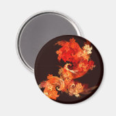 Dansende vuurvogels Abstract Art Round Magnet Magneet (Voorkant / Achterkant)