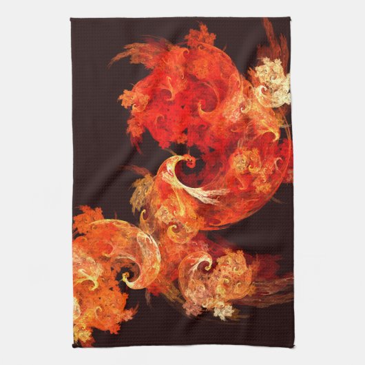 Dansende vuurvogels Abstracte Art Kitchen Towel Theedoek (Verticaal)