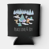 Dansende Waterverf met Kerstmis bij bosdieren Blikjeskoeler (Voorkant)