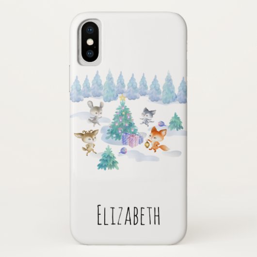 Dansende Waterverf met Kerstmis bij bosdieren Case-Mate iPhone Case (Achterkant)