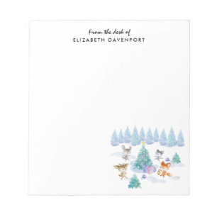 Dansende Waterverf met Kerstmis bij bosdieren Notitieblok