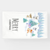 Dansende Waterverf met Kerstmis bij bosdieren Spandoek (Horizontaal)