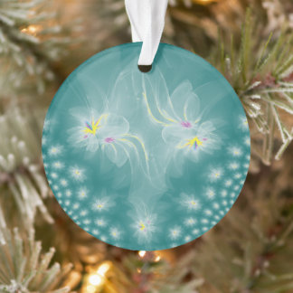 Dansende witte-goudfractale watergelilies ornament