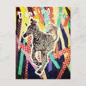 Dansende zebra funky mixed media briefkaart (Voorkant)