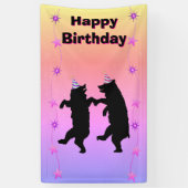 Dansende Zwarte Beren Petten String Stars Verjaard Spandoek (Verticaal)