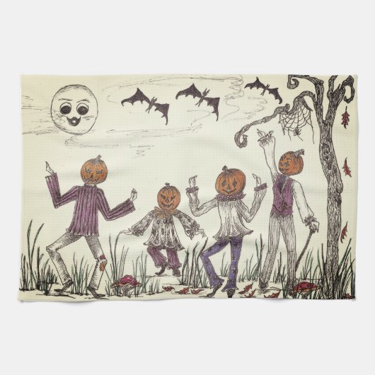 Danser Citrouille folk serviette de cuisine (Horizontal)