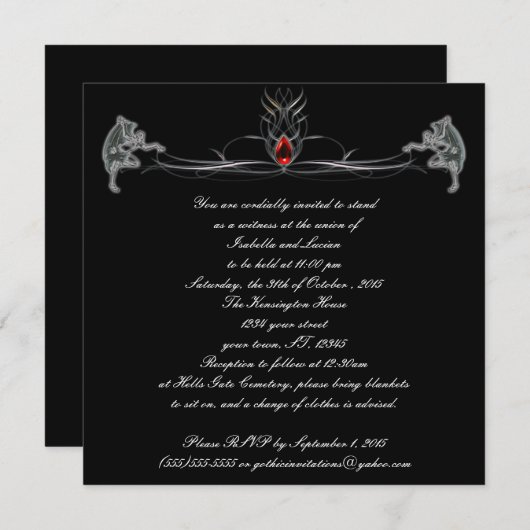 Danser Démons Bijoux Goth Mariage Invitations (Devant / Derrière)