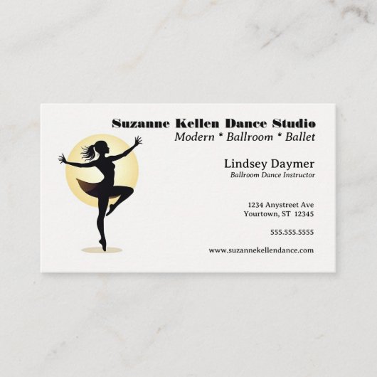 Danser en Spotlight Dance Instructor Dansstudio Visitekaartje (Voorkant)