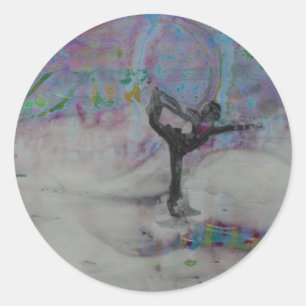 Danser in de sneeuw yoga meisje ronde sticker